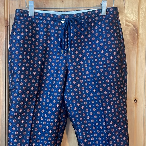 J. CREW Foulard Jacquard C1157 Blue Multi Print 4-Pocket Drawstring Pants EUC 00 - Picture 3 of 12